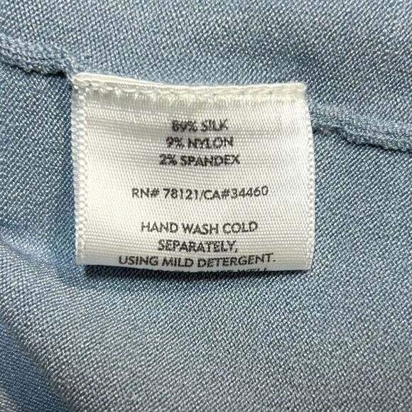 Eileen Fisher System Light Blue Silk Blend Knit Midi Skirt Size Petite Small - Picture 3 of 5